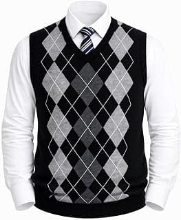 LE ARC Men's Woollen V-Neck Sleeveless Sweater for Winter Wear