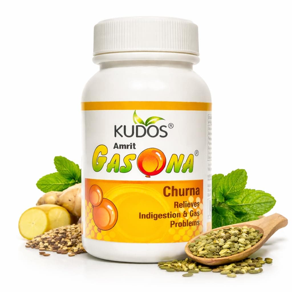 Kudos Amrit Gasona Churna 50g | Indigestion Relief | Ayurvedic Medicine for Gastric Problem | Pack of 6