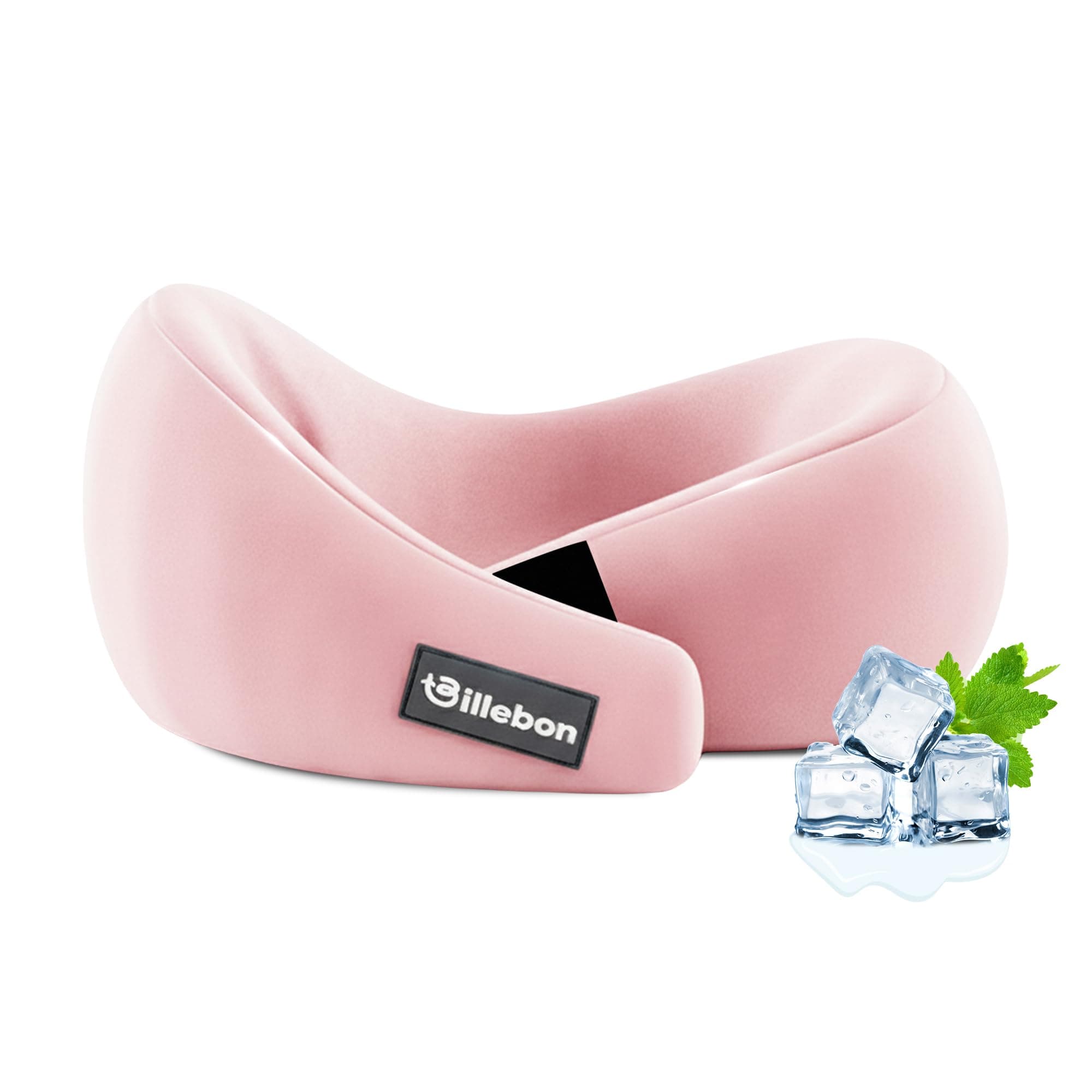 Billebon Gel Infused Memory Foam Neck Pillow, Travel Pillow with Adjustable Velcro Straps, for Travelling & Flight Travel, Ergonomic Support for Comfort, Pink, Single