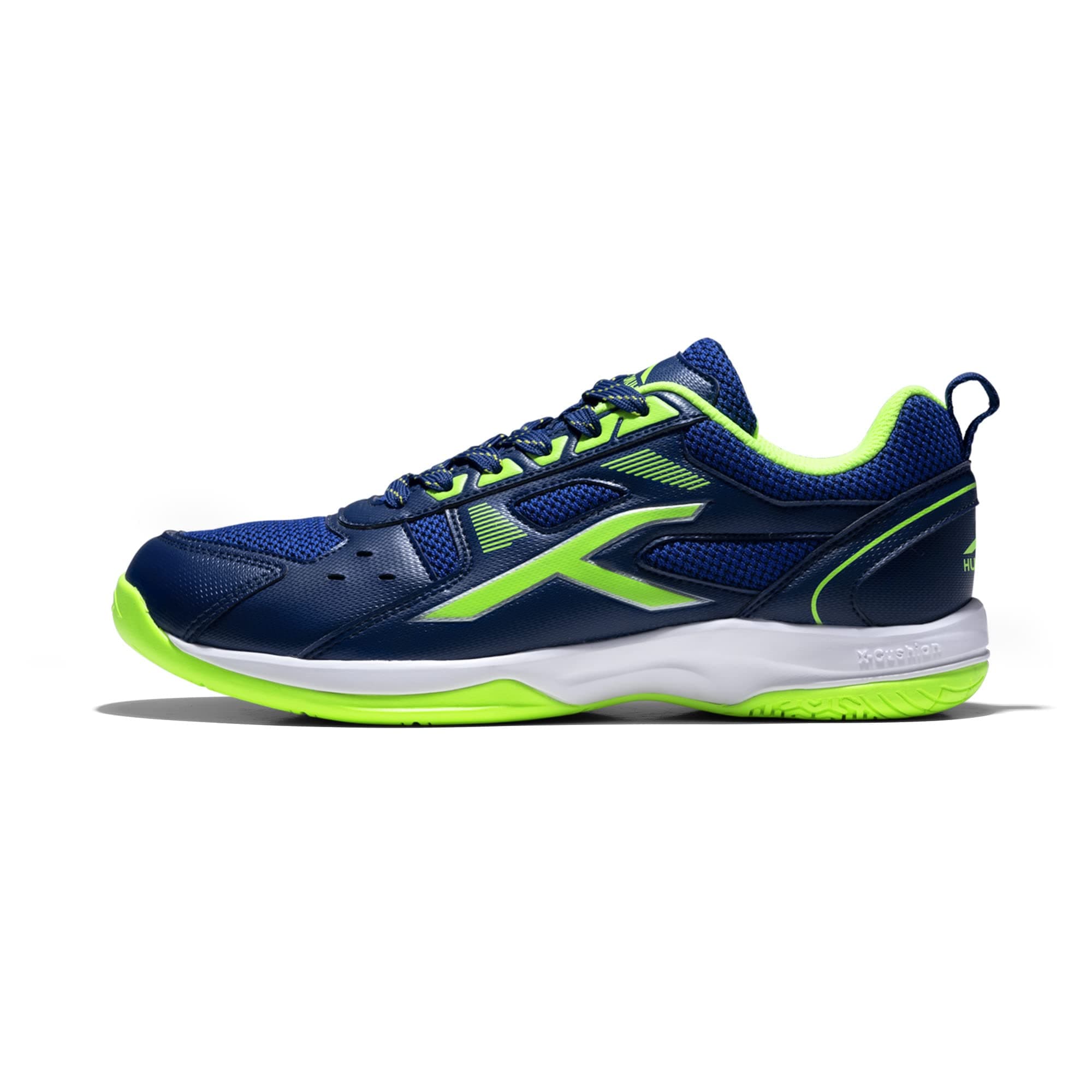 HUNDRED Raze Non-Marking Cushion Badminton Shoe (Navy::Lime, 1Uk, Unisex-Child)
