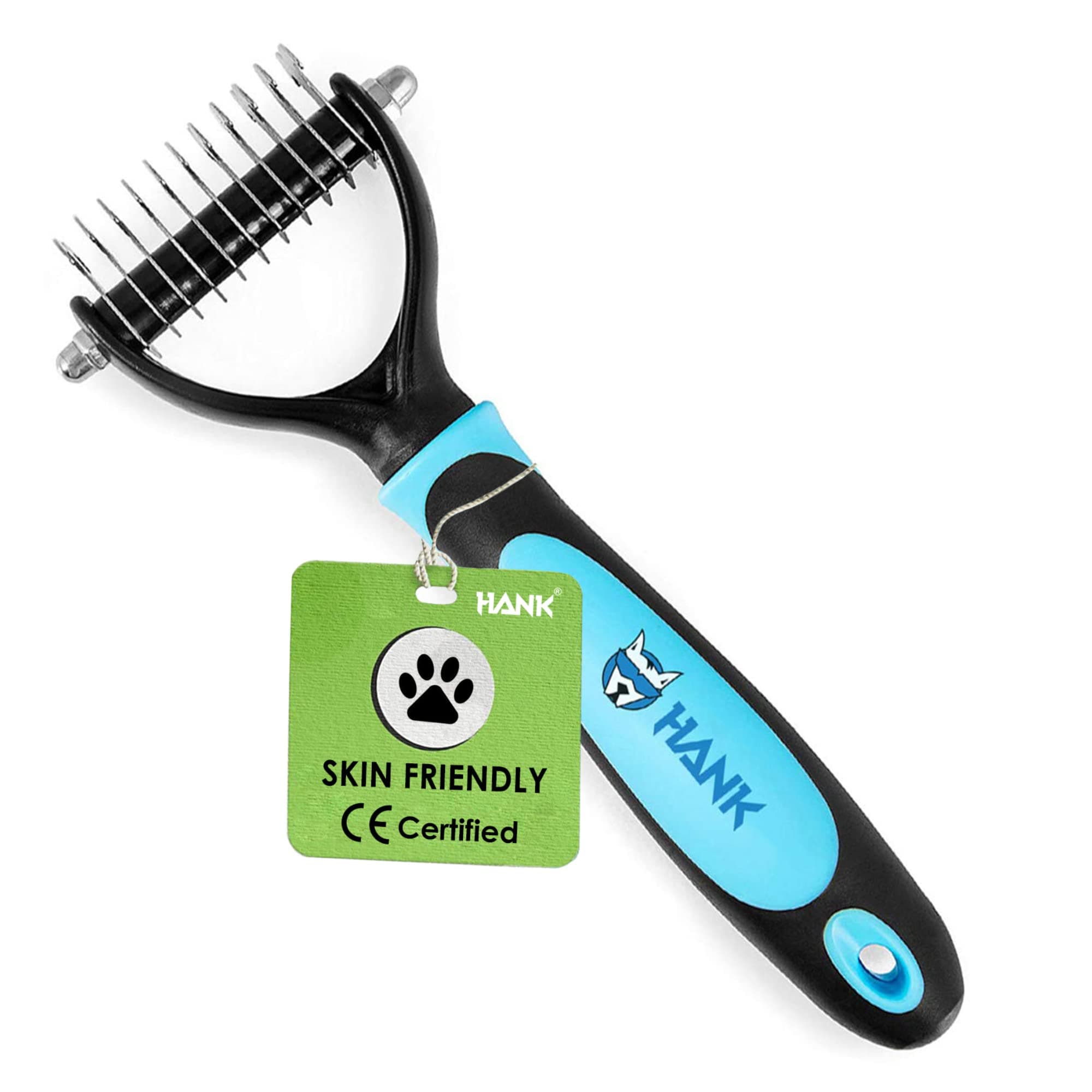 HANK Dematting Comb for Dogs & Cats | Dual Side Deshedding Undercoat Rake | Dog Hair Brush for Matted Hair, Tangles, Loose Undercoat, Shedding | Pet Grooming Tool for Medium Long Fur