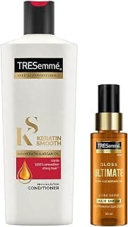 TRESemme Gloss Ultimate Ultra Shine Hair Serum 50ml with Macadamia Oil & Vitamin E & Tresemme Keratin Smooth Combo