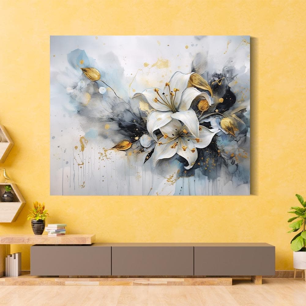 Wakefit Wall Painting, Floral Cluster Arrange Canvas Wall Art, Wooden Framed Floral Cluster,Painting for Wall decoration, Wall Painting for Living Room, Modern Home Decor, Set of 1, (24 x 18 Inch)