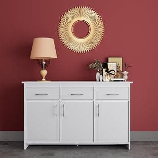 HomeTown Engineered Wood Albert Cabinet (White, 3 Door Cabinet)