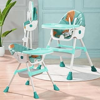 StarAndDaisy High Chair for Baby/Baby Feeding Chair for 0 to 5 Years with Multi Level Height Adjustment, Reclining Seat, 5 Point Safety Point/High Chair with Detachable Tray- Sea Blue