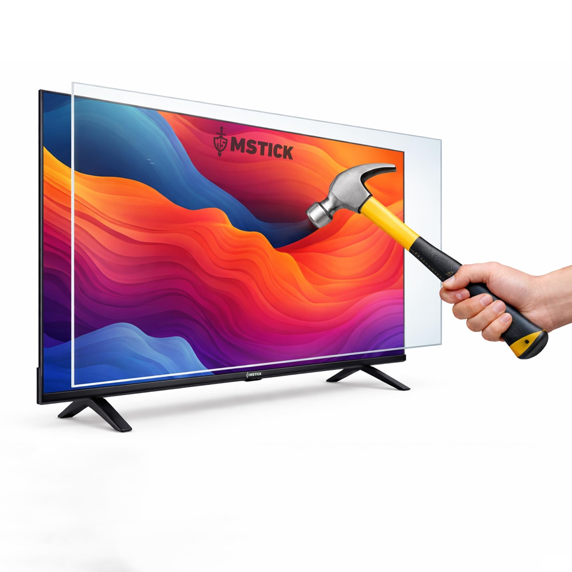 MSTICK 55 Inch TV Screen Protector - Tempered Glass Guard with 9H Hardness, Scratch Resistant, Anti-Glare, Ultra HD Clear Protection for LED LCD Smart TVs