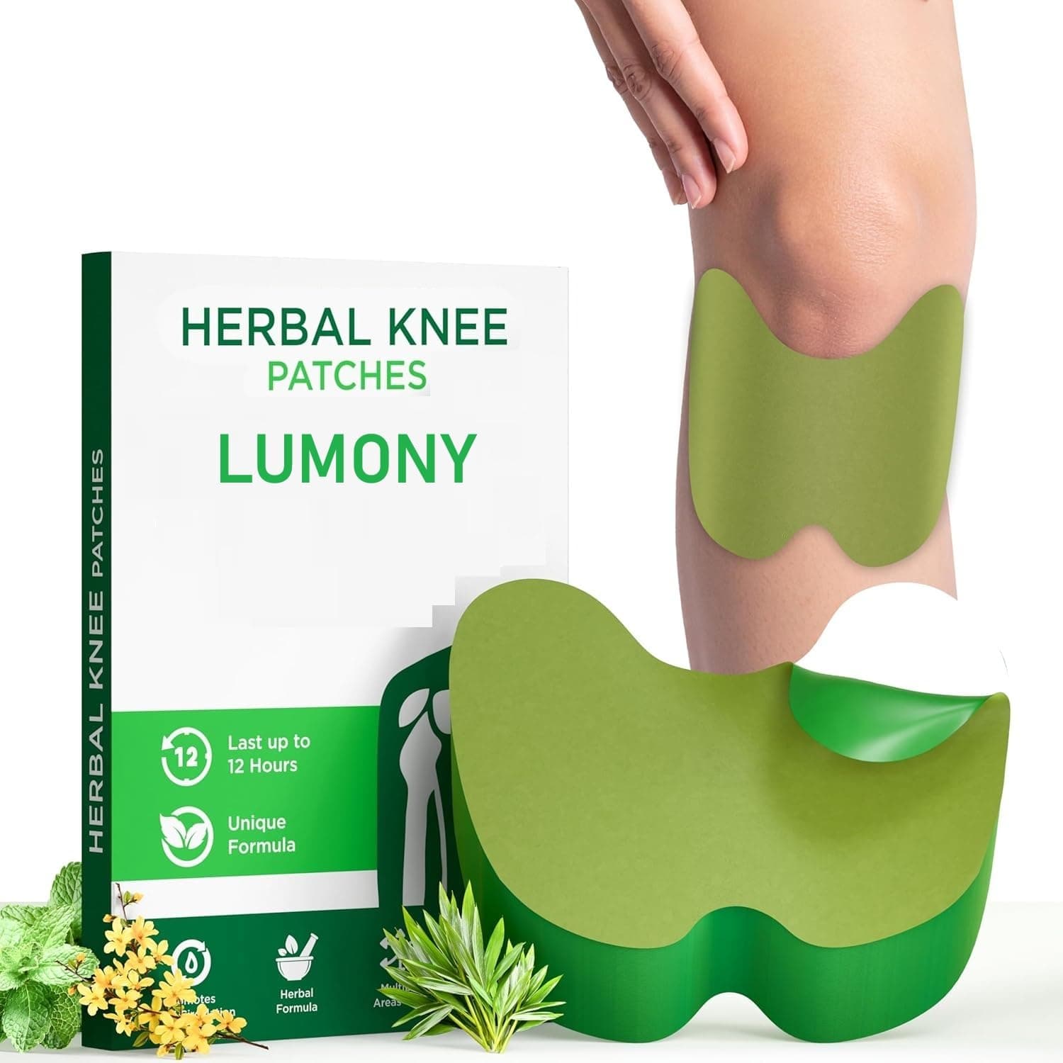 LUMONY® Knee Patch For Pain Relief | Pack of 20pcs | Herbal Knee Pain Relief Patches | Joint Knee Pain Relief | Instant Relief | Arthritis Inflammation Patch Sticker | No Side Effects