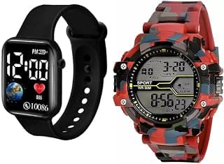 SELLORIA Brand Digital Unisex Water Resist Watch for Men Women Pack of 2