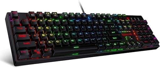 Redragon SU-RARA K582 RGB LED Backlit Mechanical Gaming Wired Keyboard with 104 Keys-Linear and Quiet-Red Switch, Black