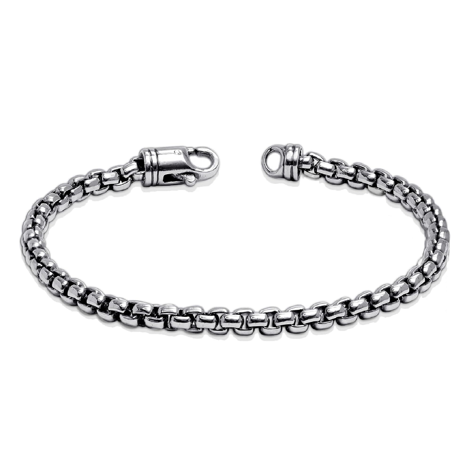 TRUESILVER ACPL 925 Sterling Silver BIS Hallmarked Italian Oxidized Box Chain Bracelet for Men | Box Chain Biker Bracelet Jewelry Gift for Men (7.5, 8, 8.5, 9 Inches)