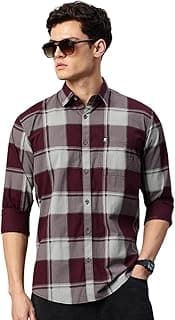 Majestic Man Stylish Slim Fit Cotton Spread Collar Checked Casual Shirt