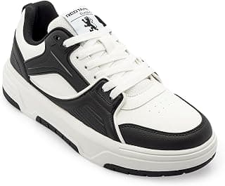 Red Tape Men's Sneakers Black White Pu Round Toe Lace-Up