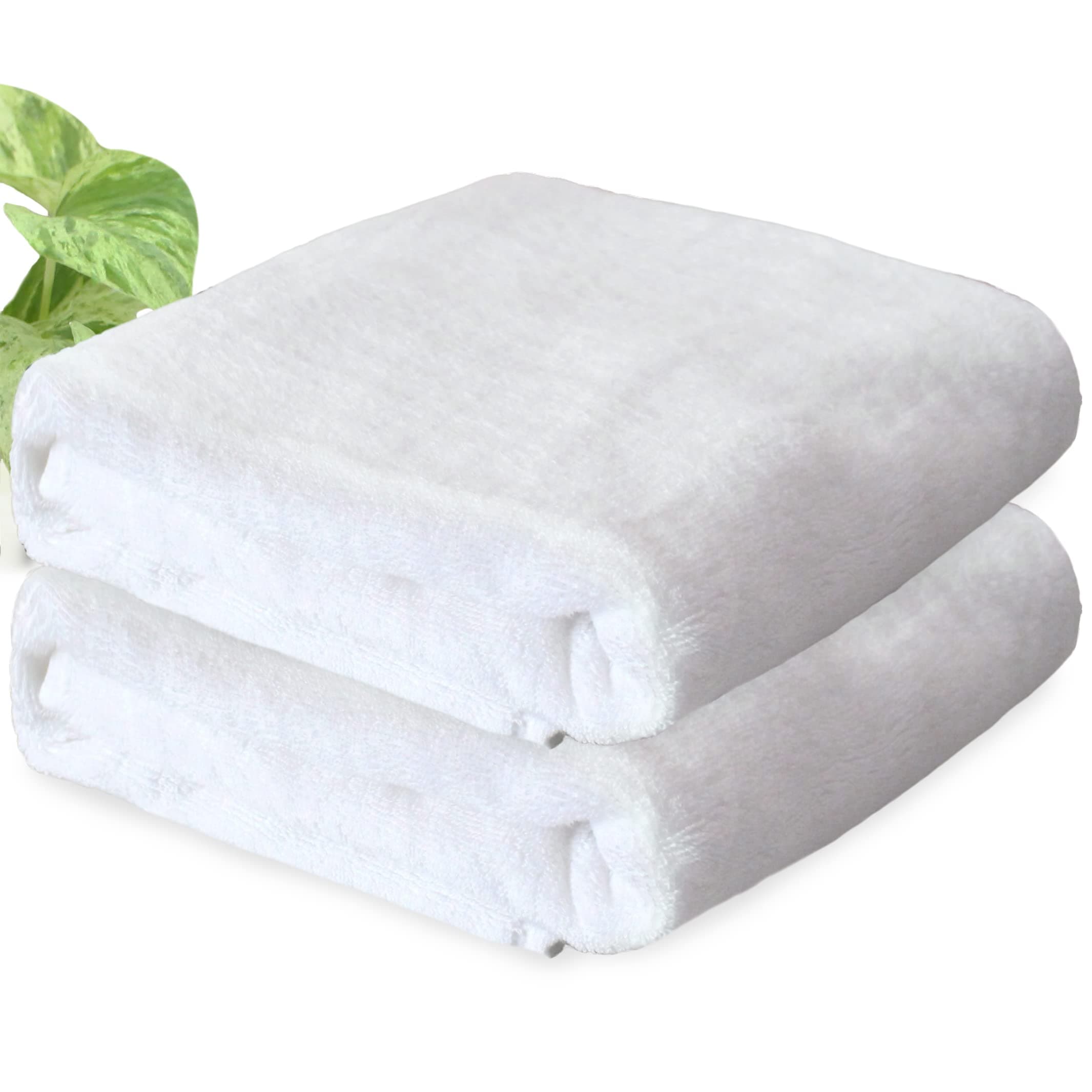 HEELIUM Bamboo Bath Towel | Lightweight & Quick Drying | Ultra Absorbent Towel | 140 x 70 cm - 400 GSM | Pack of 2 - White