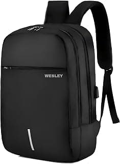 Wesley Zeus Usb charging Travel Laptop Backpack with 15.6 inch Laptop Compartment business/Office/School/college/Travel/Gifting Bag for men and women (Black)