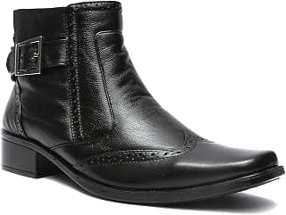 Tanny Shoes Men's Black Premium Genuine Leather High Ankle Zipper Boots
