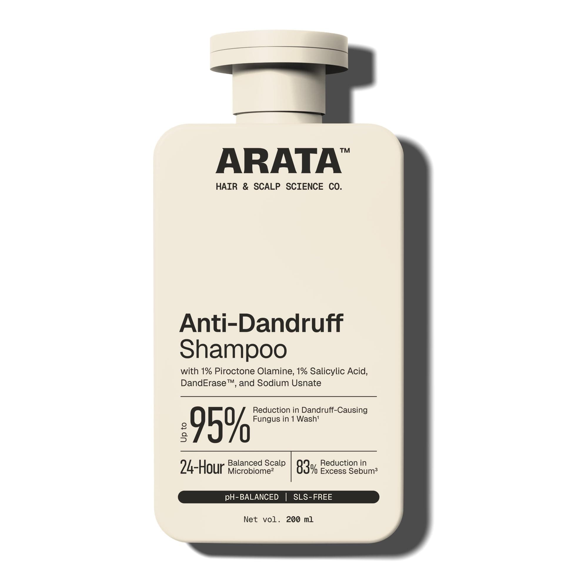 Arata Anti-Dandruff Shampoo | With Neem, Tea Tree Oil & Piroctone Olamine | Up to 100% Dandruff Reduction| Helps Remove Flakes And Itching| Shampoo For All Hair Types| For Women And Men - 200ml