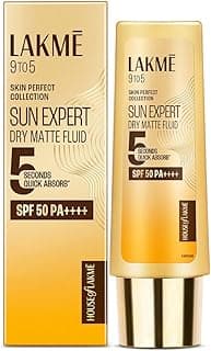 LAKMÉ Sun Expert, Dry Matte Fluid Sunscreen, 50ml, for Oily and Combination Skin, with 1% Niacinamide & Ceramide, SPF 50 PA++++, Quick Absorbing, no White Cast