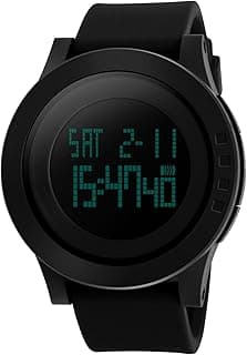 SKMEI Classy Look Wrist Watch for Men Digital Display Black Dial PC Men's Silica Gel Black Color Stylish Band, Water-Resistant & Scratch-Resistant-1142