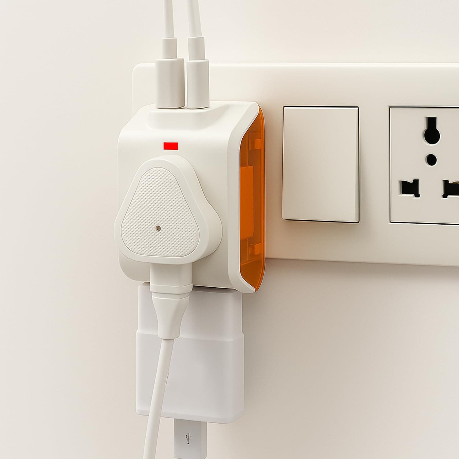 EMBOX Multi Plug Adapter with USB C & A | Universal 3 pin Plug Socket | Compact Travel Adapter for Mobile, Laptop & Tablet | Surge Protection | Fast Charging USB Wall Plug, Pack of 1