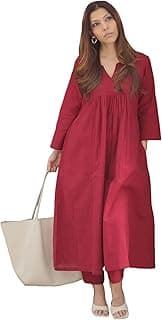 GoSriKi Women's Rayon Viscose Ethnic Co-Ord Set | Kurta Pant Set | Kurta Palazzo Set | Stylish Cotton Suit Set for Women