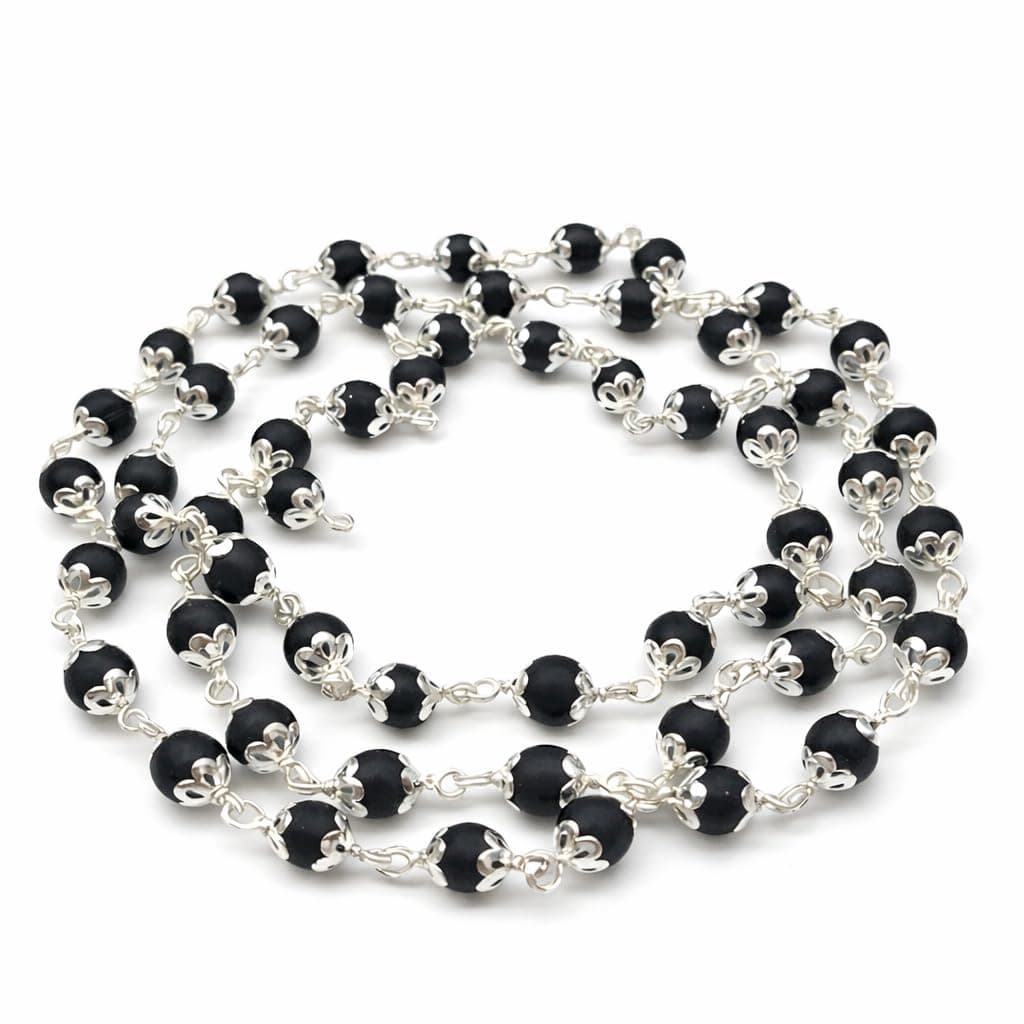 ASTRO CARE INDIA Karungali Malai Original 54 Beads Ebony Wood Mala 8mm | Certified, Silver Caps, Govt Lab Tested, Men & Women, Meditation, Healing & Positive Energy
