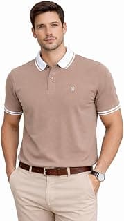 Mens Pique Polo T-Shirt | Cotton Rich, Smart Fit Polo with Embroidered Logo | Casual & Sports Wear | Polo T-Shirt for Men