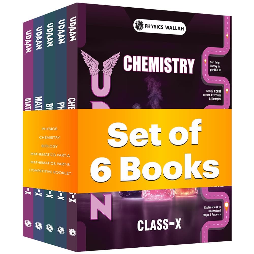 PW Udaan For Class 10 Physics, Chemistry, Mathematics Part A & B, Biology, Competitive Booklet Combo Set of 6 Books (2026 Edition)