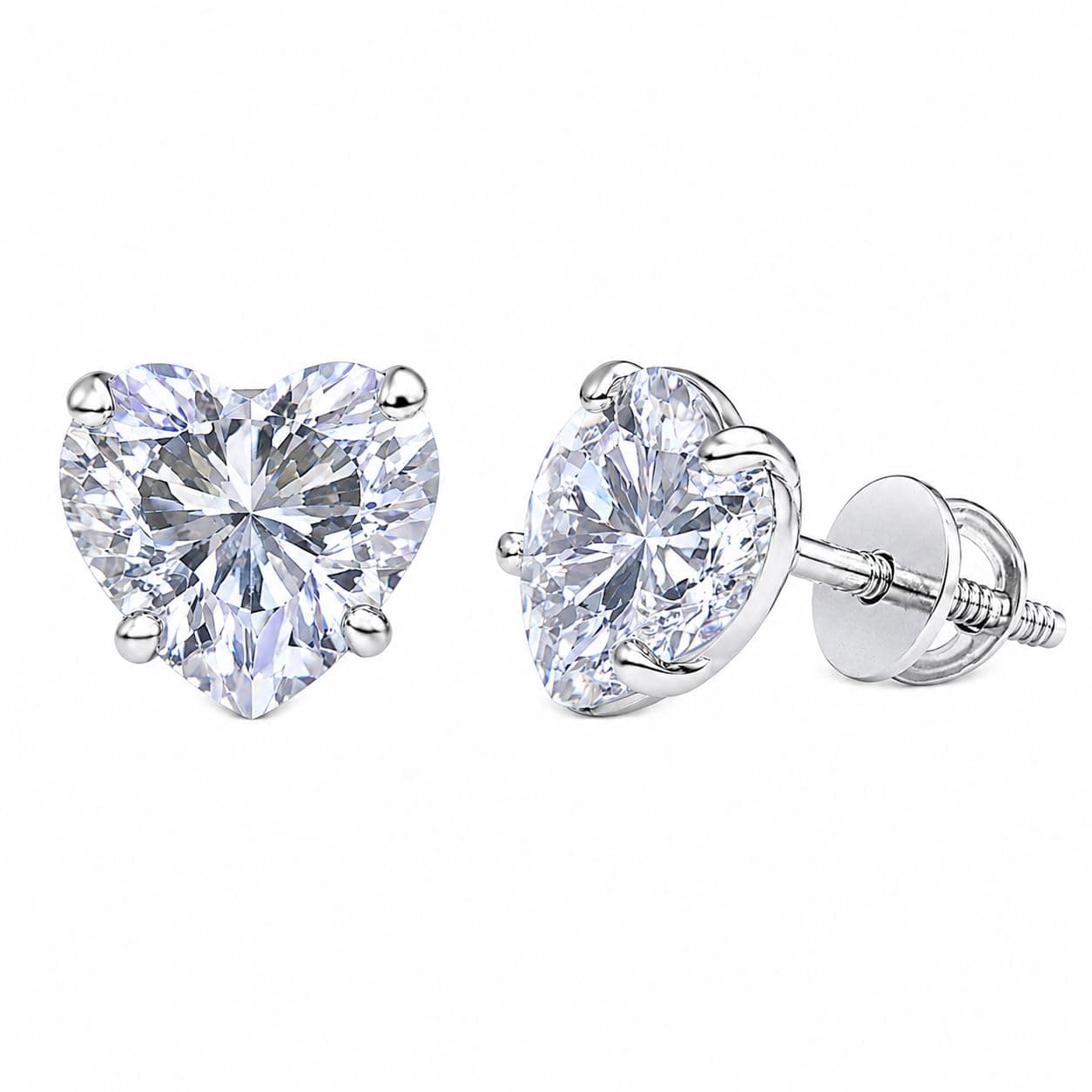 BARESPARK 925 Sterling Silver Heart Shape Cubic Zirconia Stud Earrings for Women, Men & Girls | BIS Hallmarked Pure Silver CZ Diamond Look Daily Festive Office Wear Jewelry