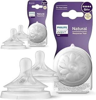 Philips Avent Natural Response Bottle Teat - 4 x Baby Bottle Flow 5 Teats for Babies Aged 6+ Months, BPA Free (Model SCY965/04)