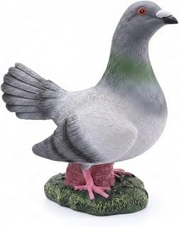 ATORSE® Textured Resin Pigeon Statue Painted Pigeon Statue Molded Base Resin Bird Ornament Decorative, Gray White a