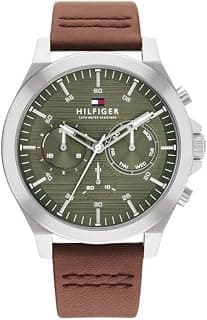 Tommy Hilfiger Lance with Qtz Multifunction Green Dial Brown Strap Watch for Men - NTTH1710522W