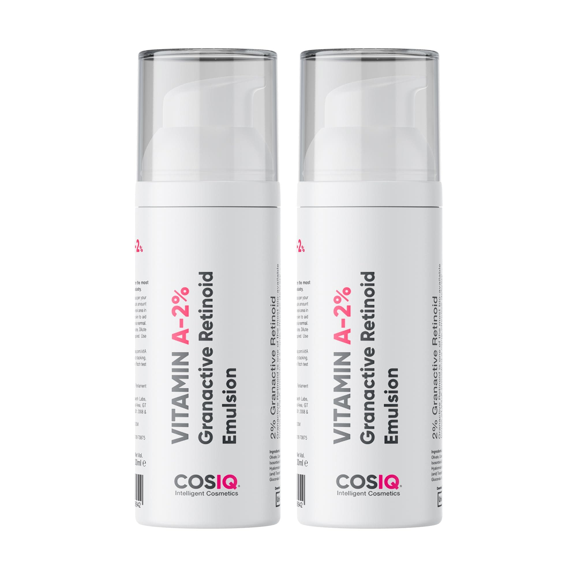 Cos-IQ 2% Granactive Retinoid in Squalane Face Serum, 30ml Pack of 2 | Only 4 Ingredients, Anti-Ageing, Smooths Fine Lines & Wrinkles, Non-Irritating, Night Use, 2-Month Supply