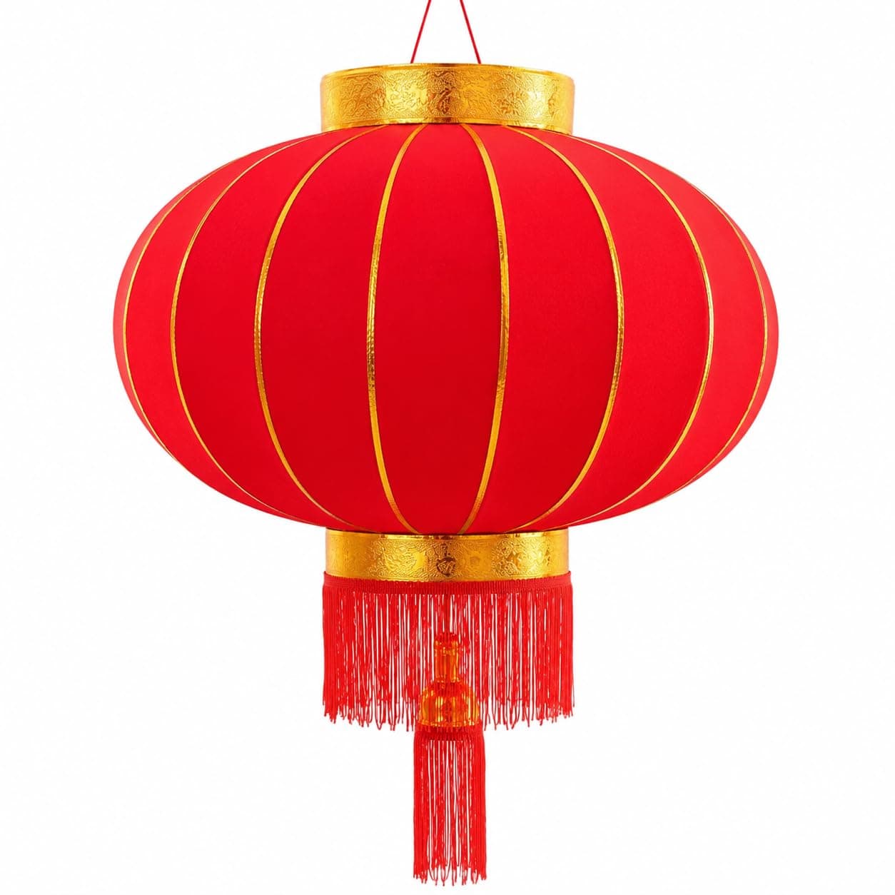 Red Chinese Hanging Lantern for Home Decoration | Traditional Fabric Lantern with Tassels | Festival Decor for Chinese New Year, Diwali, Wedding, Party & Indoor Outdoor Decorations