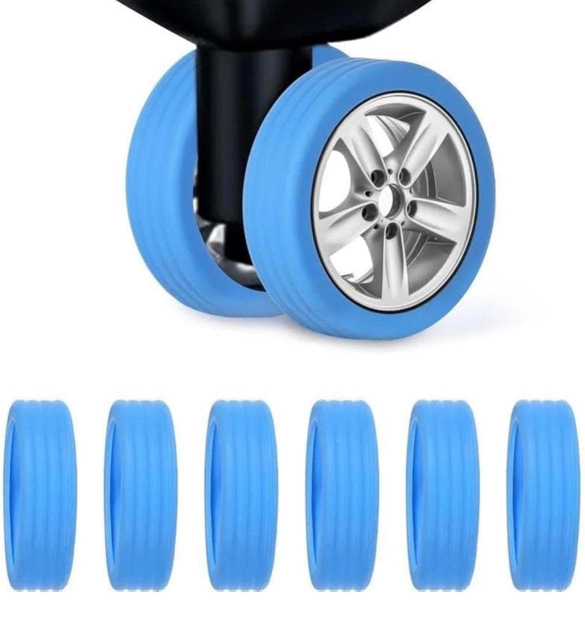NT CREATION Suitcase Wheel Cover Set of 8 Piece- Anti Scratch, Noise Reduction & Shock Absorption Silicone Protector Fits Most Trolley Luggage Bag & Office Chair