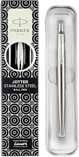 Parker Jotter Stainless Steel Chrome Trim Ball Pen | Ink Color - Blue | Perfect for Employees | Unique Gifts for Entrepreneurs