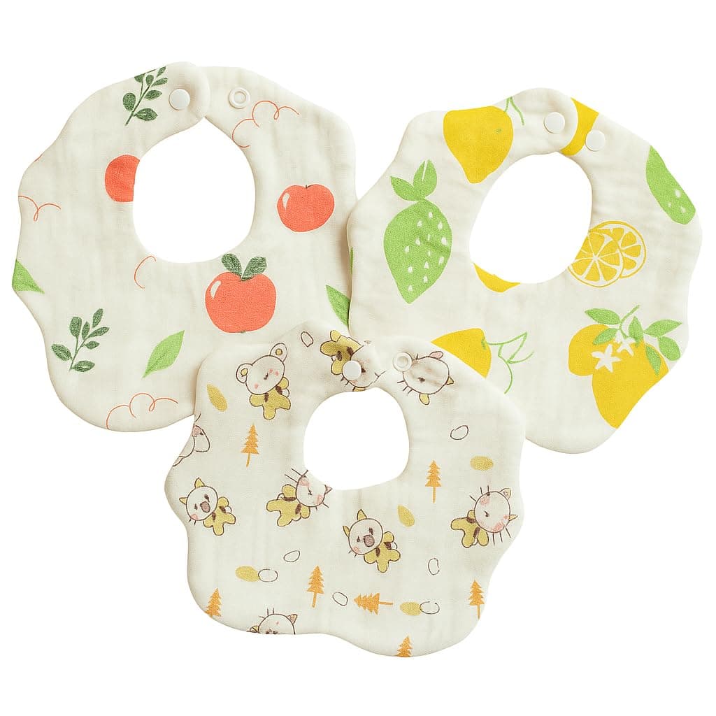 HONOR YOUR HOME Baby Bibs | Pure Cotton, Ultra Soft & Skin-Friendly, Comfortable & Lightweight, Adjustable Button | Perfect for Newborn Babies