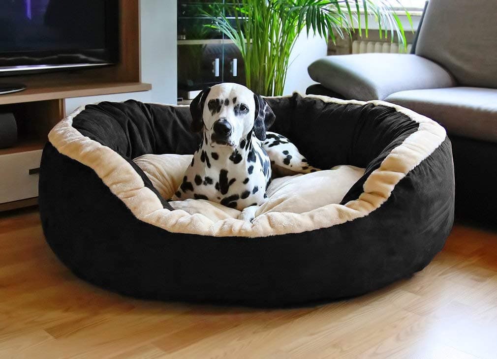 Fluffy's Luxurious Reversible Polyester Filled Soft Dual Colour Dog/Cat Bed (Black, Small)