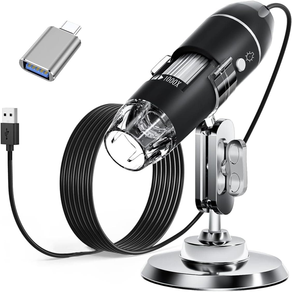 Etzin USB Digital Microscope 50X to 1000X, 8 LED Magnification Microscope Magnifier with Metal Stand Compatible with Android and Smartphone Handheld USB EPL-585IM