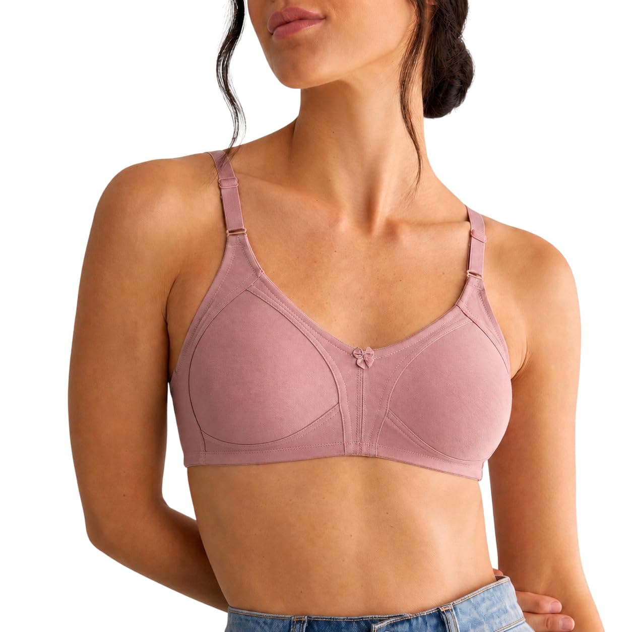 INKURV Seamless Bra for Women Full Coverage | Cotton Hosiery T-Shirt Brassiere – Non Padded Wireless Lift for Everyday Wear| Moulded Cups for Chest Lifting- SAGE