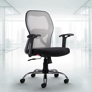CELLBELL Tauras Lite C100 Mesh Mid Back Office Chair/Study/Computer/Revolving/Desk Chair for Work from Home Metal Base Seat Height Adjustable Chair with 3 Years of Warranty Black (Grey)
