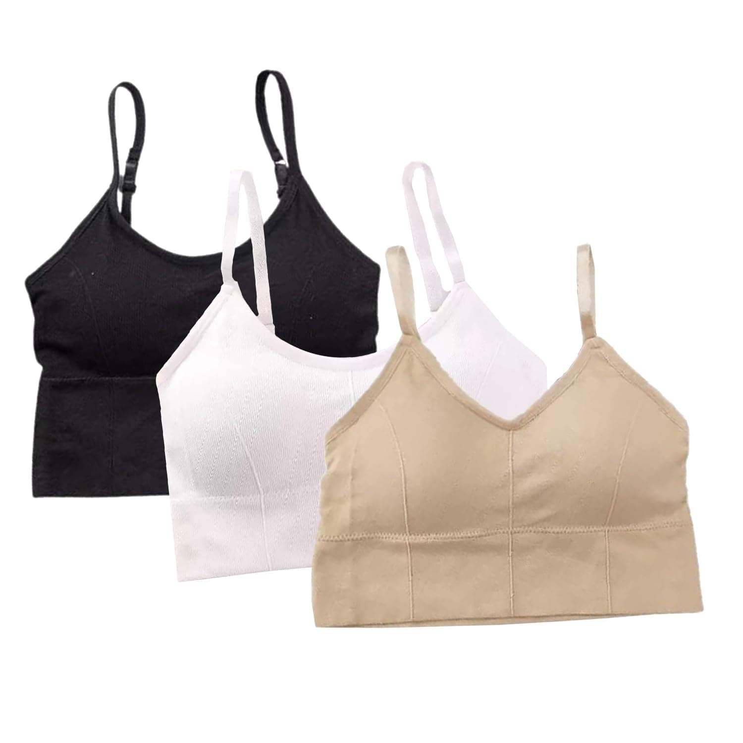 DKOALE Women Bra - Girls Bra Cotton Padded Bra Sports Bra (Adjustable Straps, Full Coverage, Removable Padded) (Gym Workout Running Yoga Bra) Free Size (Pack of 3), Size (28-34)