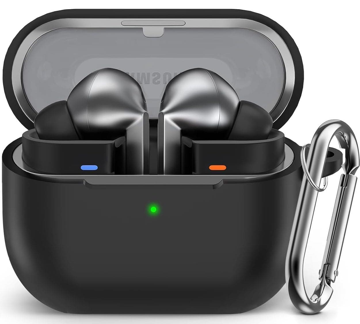 Meyaar Case Compatible with Samsung Galaxy Buds3 Pro/Galaxy Buds 3 with Keychain, Cute Cartoon Silicone Shockproof Protective Case for Men Women (Black)