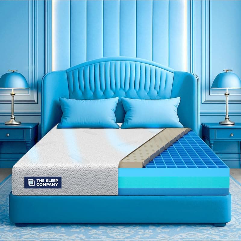 The Sleep Company Luxe Pro SnowTec Mattress | SmartGRID + Natural Latex | SnowTec® Cooling Fabric | Plush Medium-Soft Feel | Luxury Latex for Cooler Sleep | King Size Bed Mattress 78x72x8