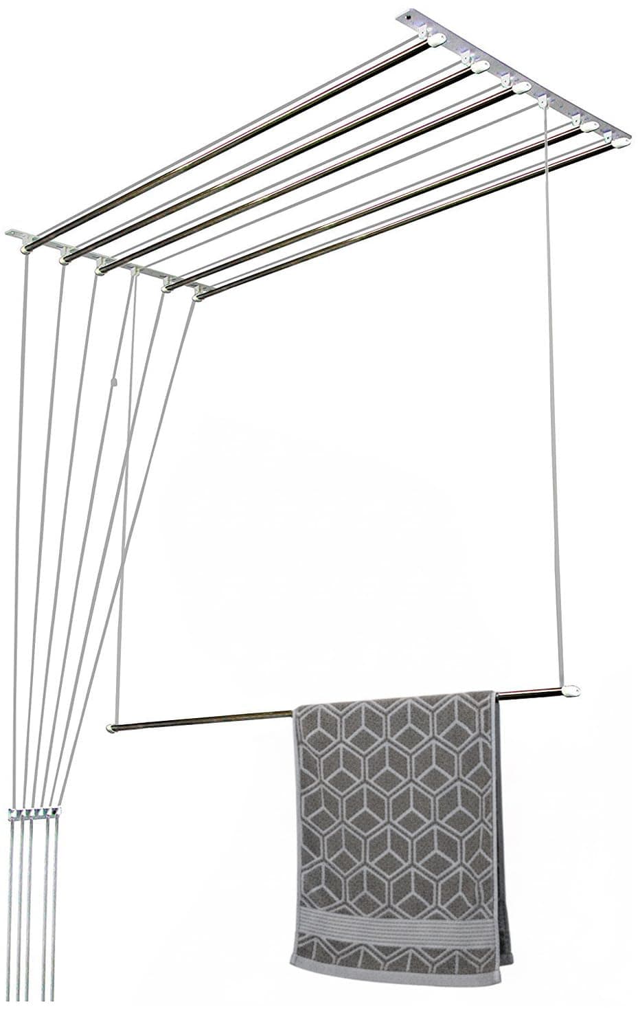 Synergy - 6 Pipes x 6 Feet - Heavy Duty - Stainless Steel Ceiling Cloth Dryer for Balcony | Cloth Drying Rope with Pulley | Cloth Hanging Stand | Clothes Drying Stand Wall Mounted - (SY-CL3)