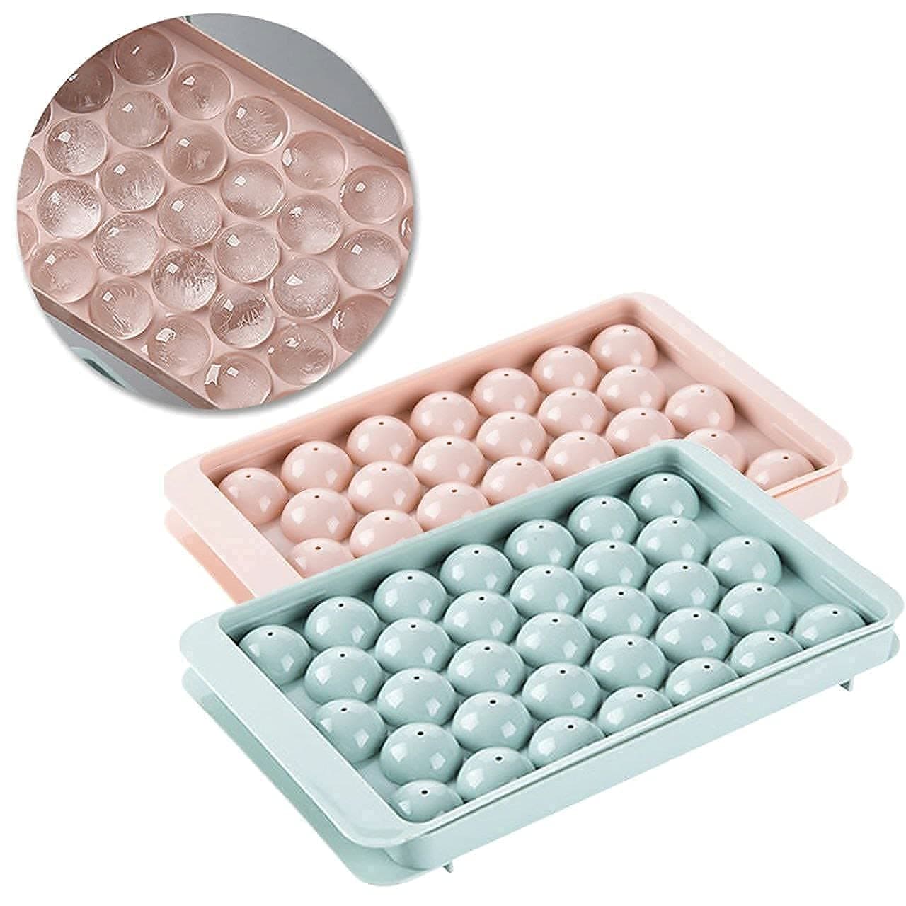 SZONZ Plastic Ice Cube Tray Plastic Reusable Flexible 33 Cavity Mini Round Small Size Ice Tray Molds For Whiskey & Cocktails Keep Drinks Chilled ice cube trays ice tray for freezer plastic Multicolor (Pack Of 3)