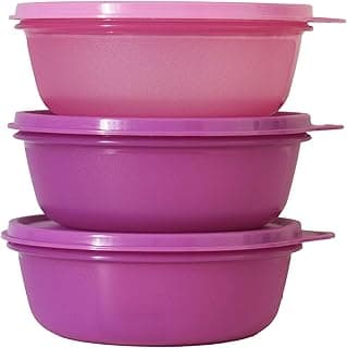 Tupperware Plastic Pink, Purple Leftover Bowl Set Storage Food Containers (600Ml X 3Pcs) …