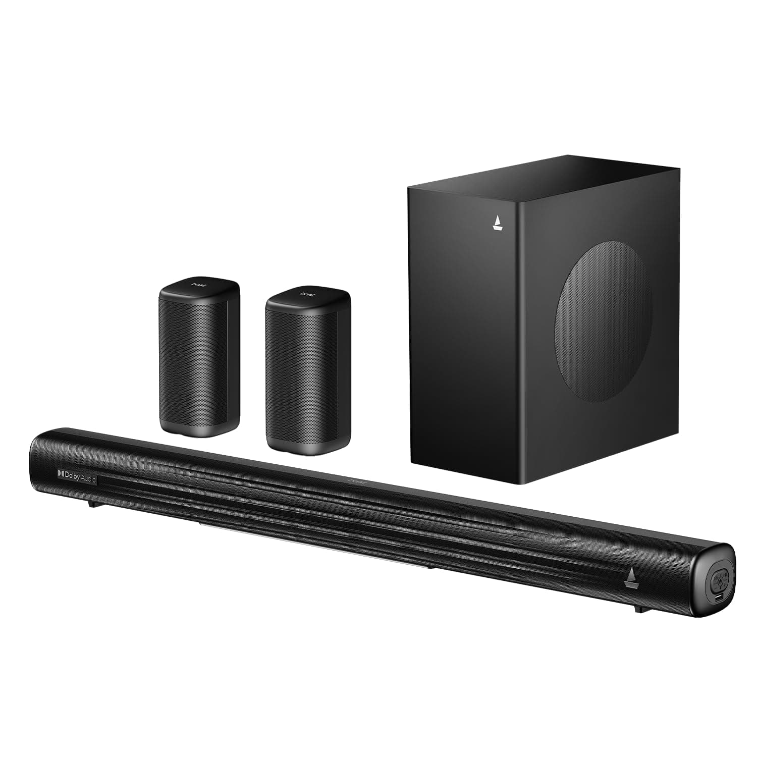 Boat Aavante Prime 5.1 5050D, Dolby Audio, 500W, 5.1CH, Wireless Satellites & Subwoofer, Free Installation & Video Demo, Bluetooth Sound bar, Home Theatre Soundbar Speaker (Premium Black)