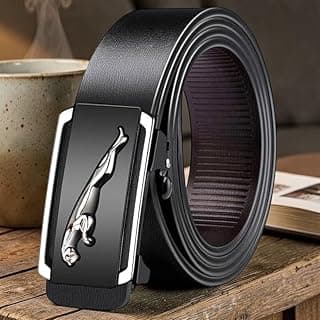 Nexbelt Men's Leather Belt, Black, Automatic Buckle, Jaguar Design, Formal Style
