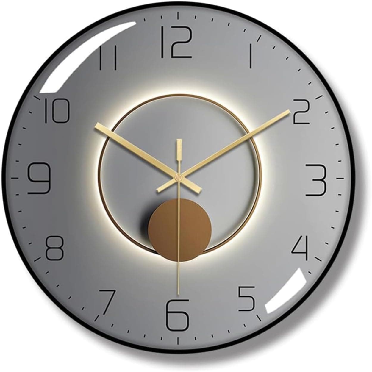 TEKCOOL Wall Clock 12" Silent Quartz Decorative Wall Clock Non-Ticking Classic Digital Clock Battery Operated Round Easy to Read Handheld Complete Home/Kitchen/Bedroom(407),