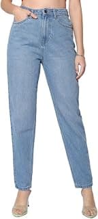 Flying Machine Women's Mom Fit Jeans| Solid | High Rise | Jeans for Woman